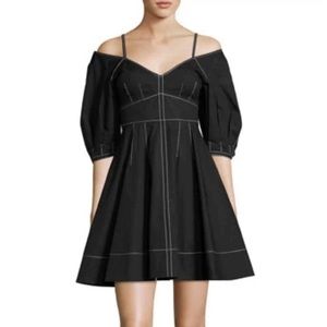 Derek Lam 10 Crosby Black Off the Shoulder Poplin Mini Dress SZ 4 EUC